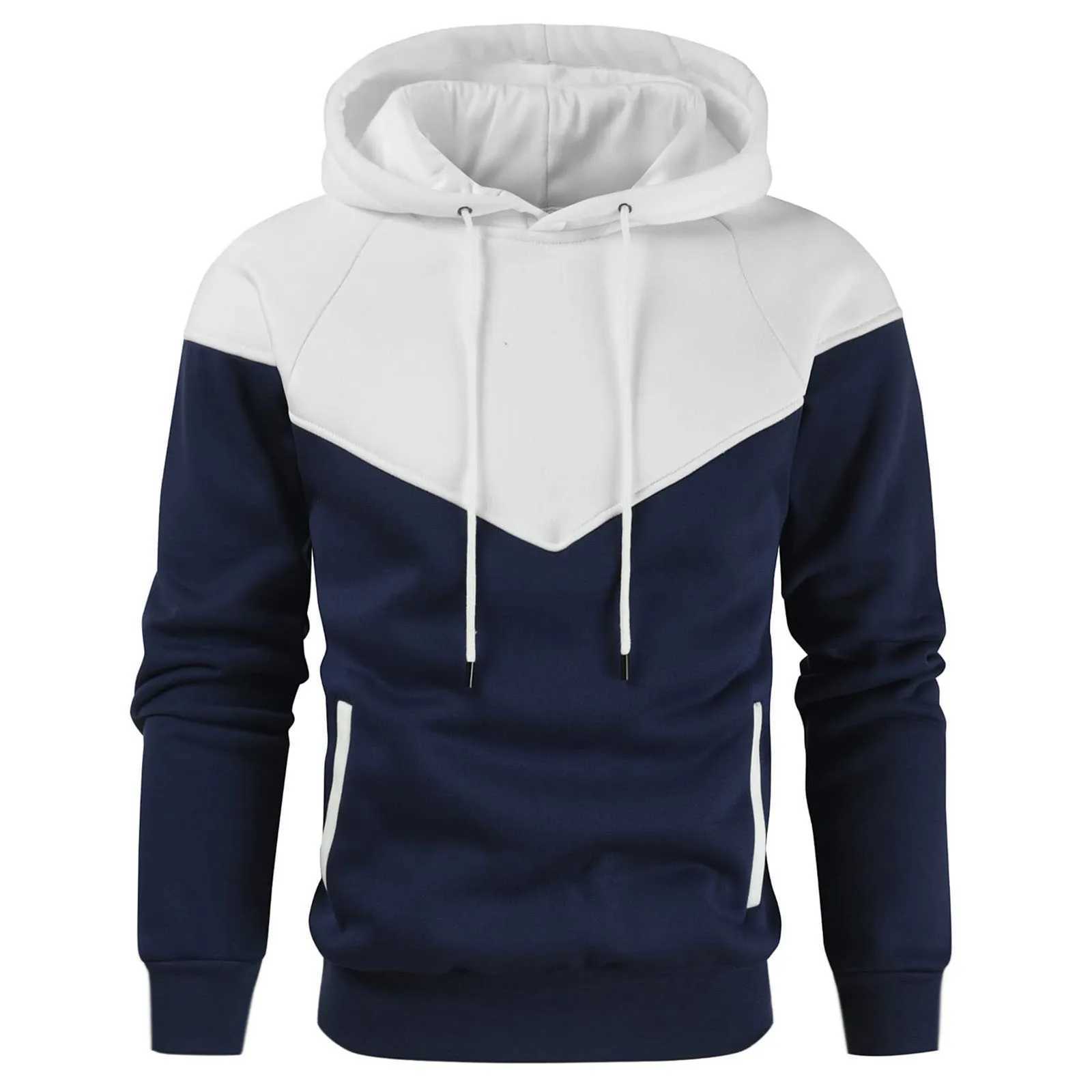 Popular autumn and winter contrasting color down jacket suitable for mens warmth. 2024 autumn and winter pull-out hoodieW240724