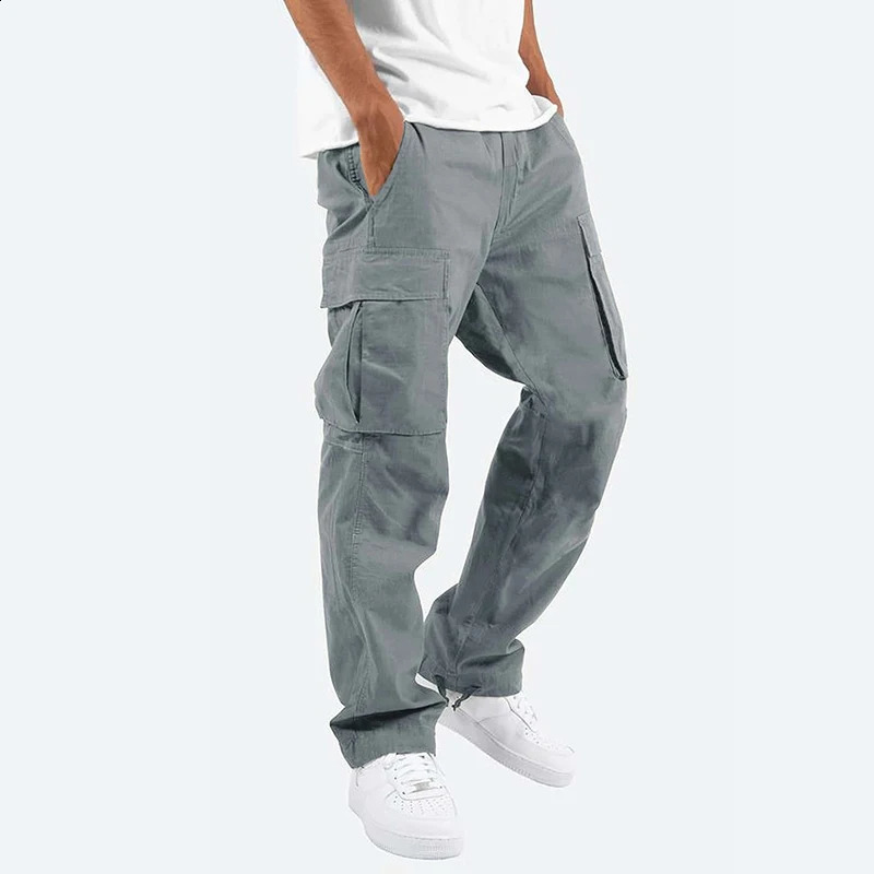 Men Cargo Pants Spring Summer Trousers Casual Pants Solid Color Trouser Male Loose Harajuku Fashion Sweatpants Streetwear 240816