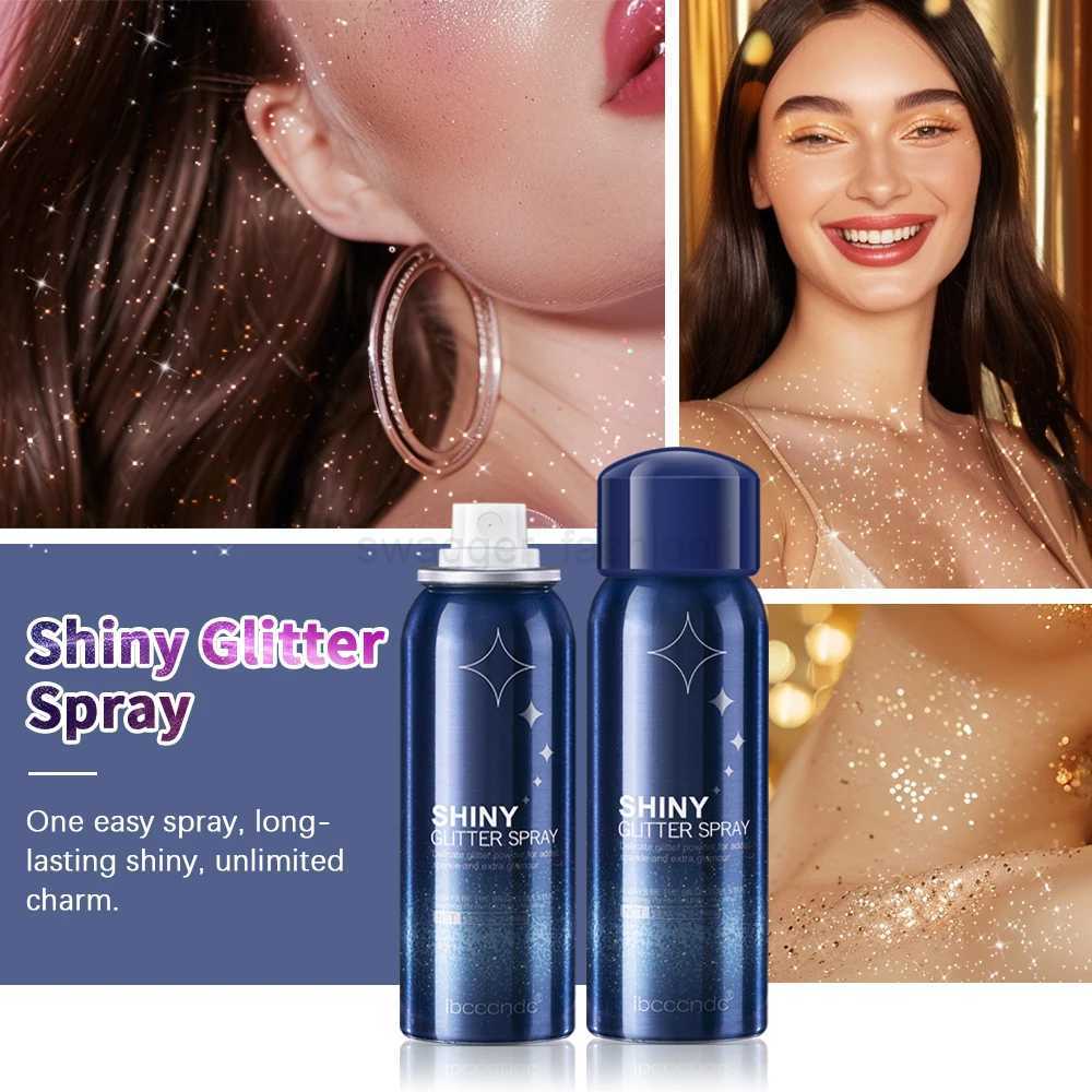 Shiny Silver Glitter Spray Waterproof Shiny High Gloss Glitter Powder Spray Powder Makeup for Face Body Highlight Makeup 60mlXJ240812