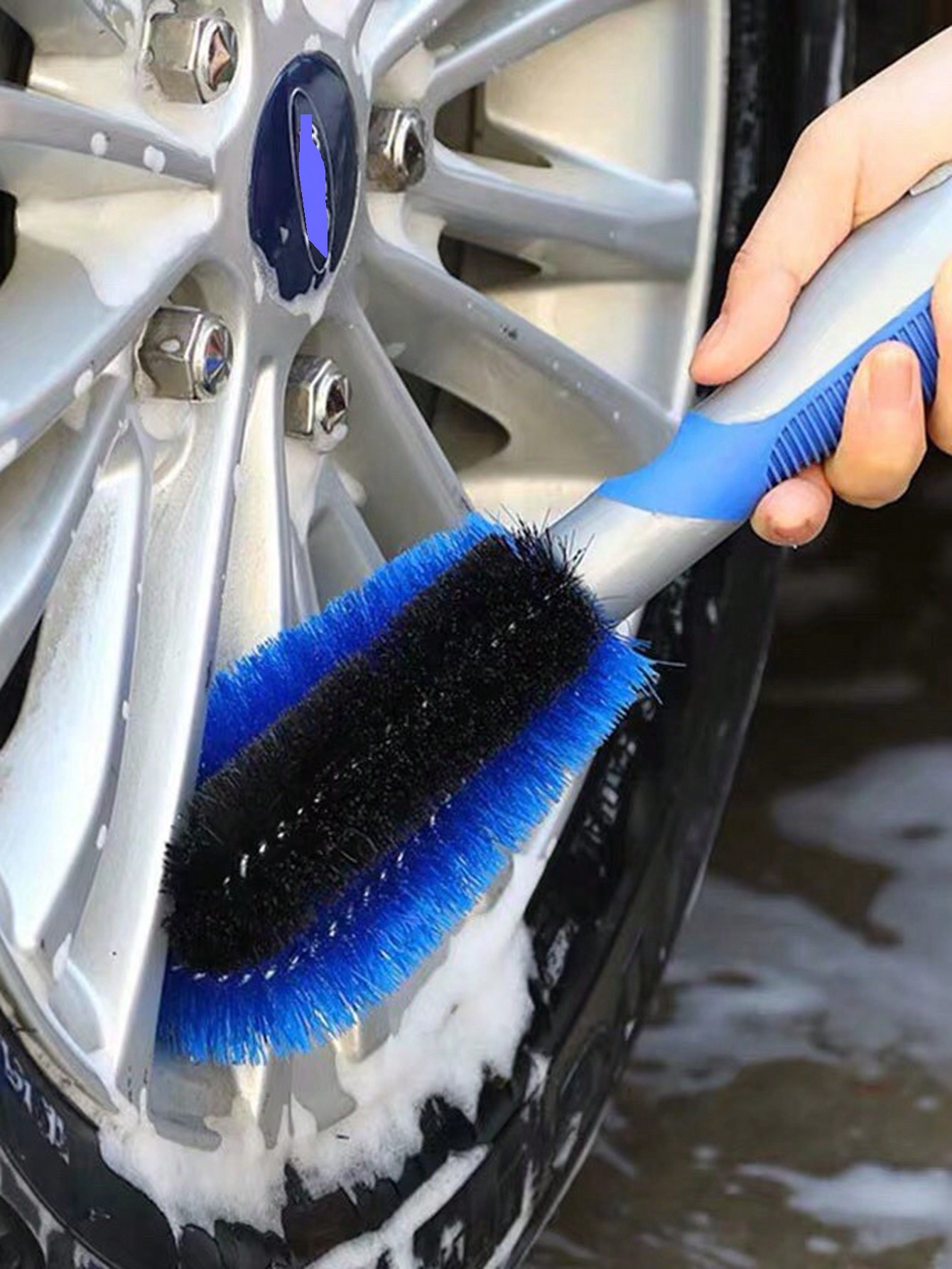 1pc car wheel brush blue handle tire brush special for cleaning wheel rims car washing tool cleaning brush