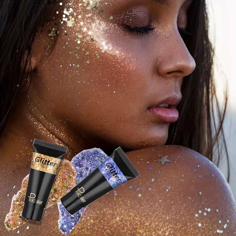 6-color body glitter gel multi-function facial lip hair loose sequins glitter liquid eye shadow festival stage makeup decoration W240812