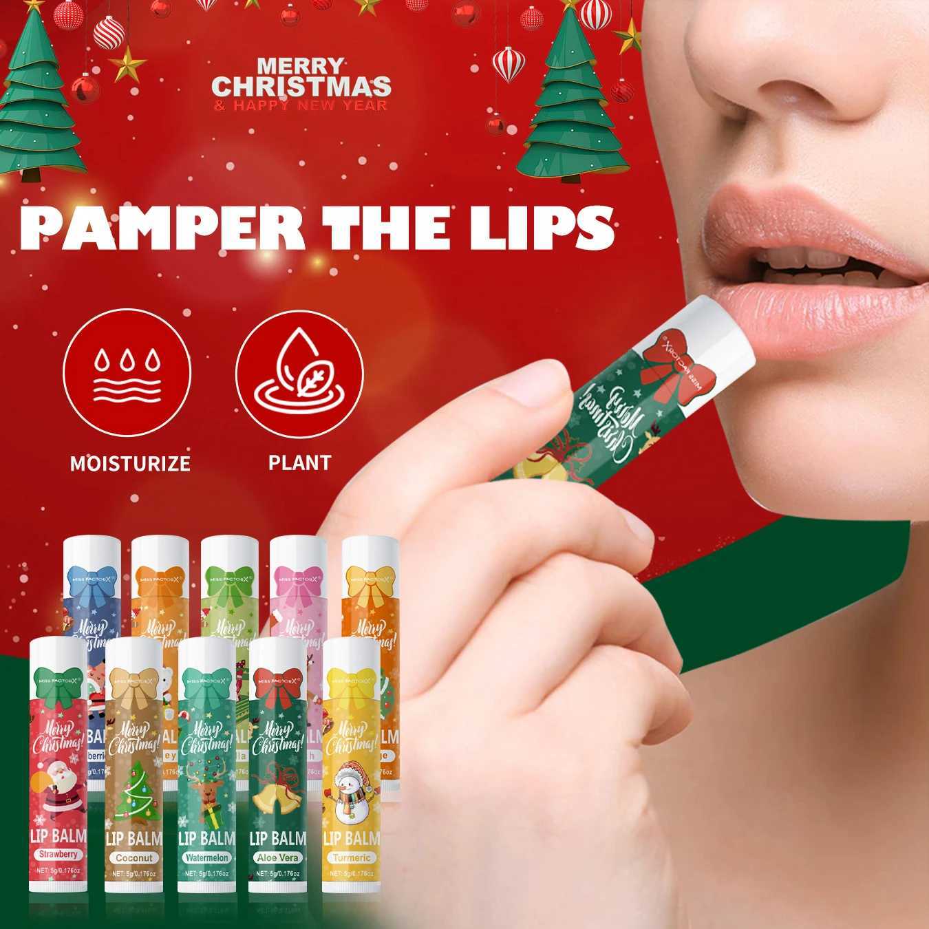 10 pieces/box Christmas gift box lipstick set deep moisturizing lipstick moisturizer bright lip color gift for women W240810