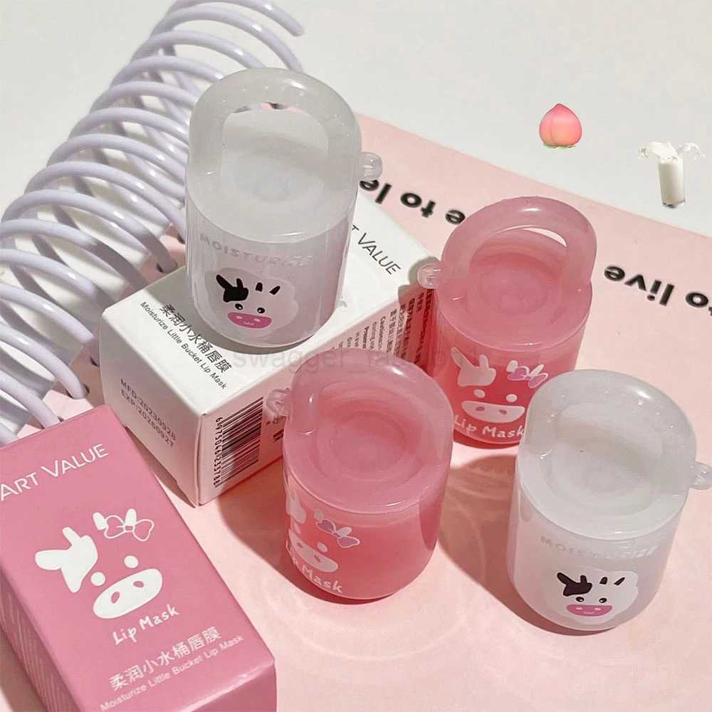 Cute Little Bucket Lip Mask Moisturizing Lips Care Jelly Colorless Lip Balm Refreshing Non-Sticky Clear Lip Primer Gloss MakeupXJ240812