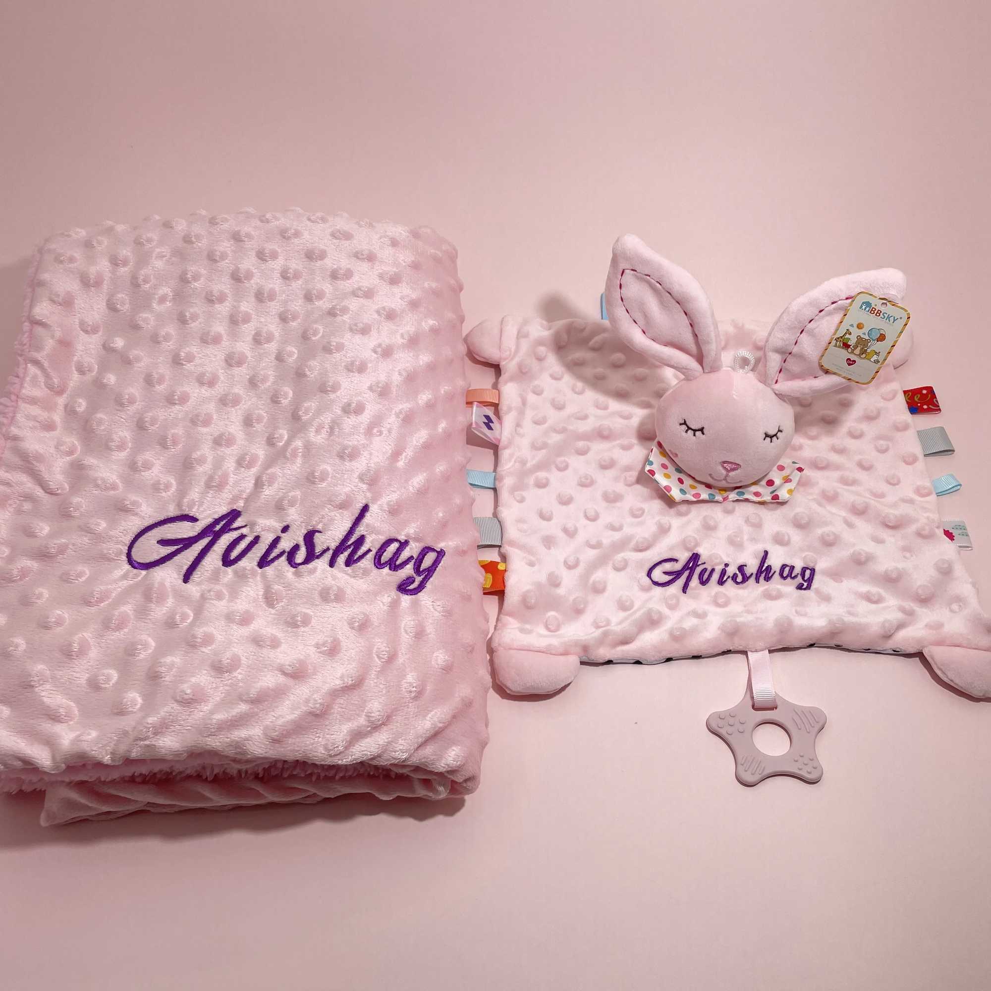 Personalized baby blanket newborn stroller sleep doll custom blanket name Soft plush soda water sticker towel cover giftW240810