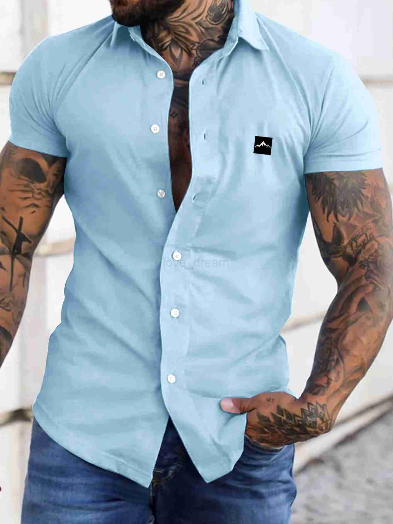 Europe and the United States mens summer casual loose cardigan mens short-sleeved shirt trend Men T-Shirt casual shirtXJ240812