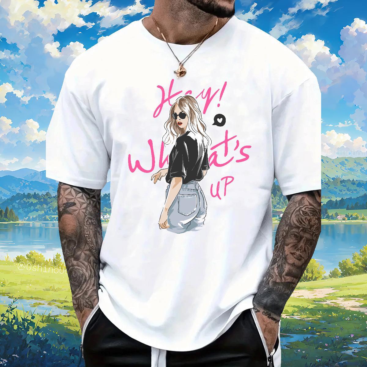 Wholesale Men Clothes T-Shirt letter 100% Cotton 230g Street Breathable T Shirts Men Cartoon Printing L-4XL Brand Tees
