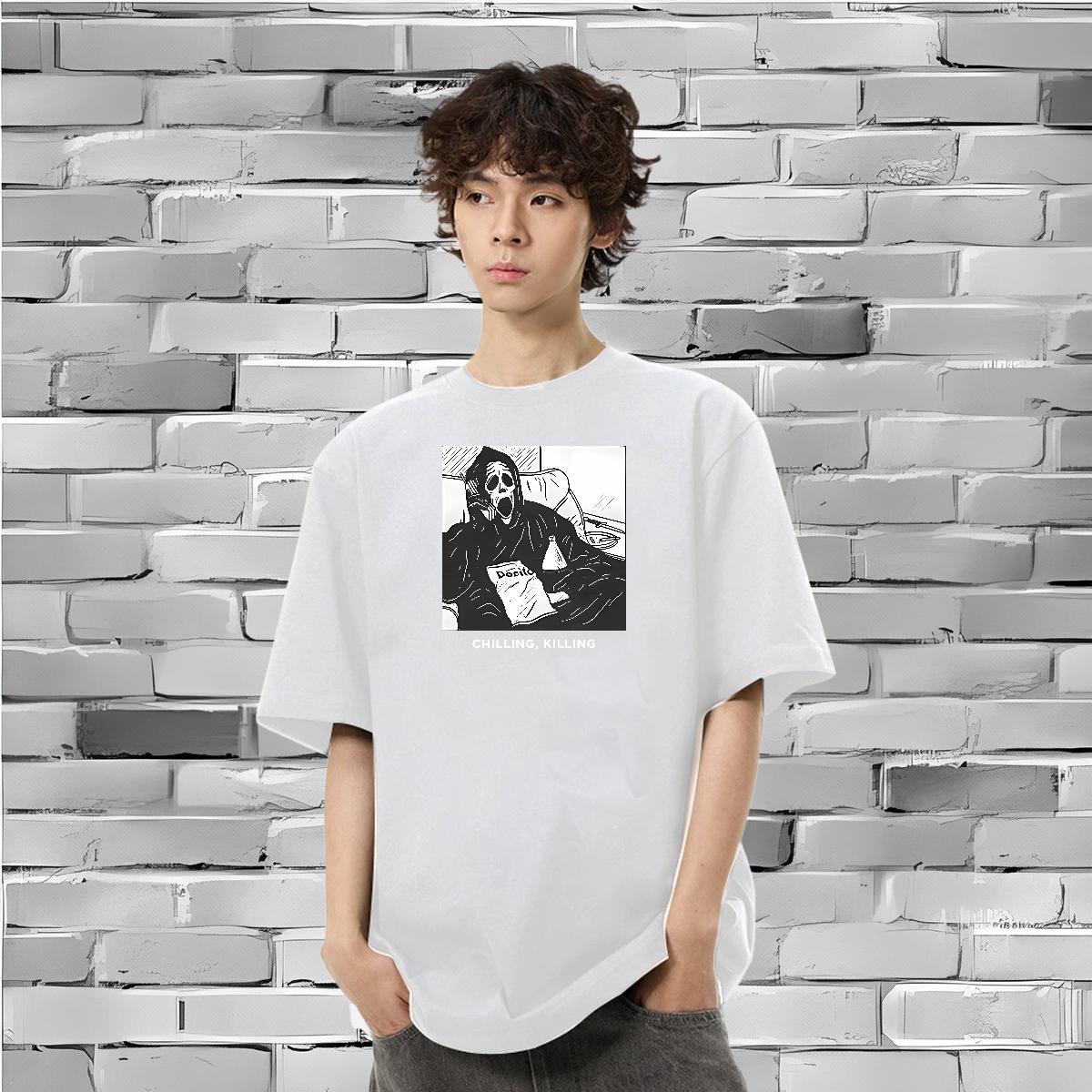 Customized Man T Shirts skull Clothes 100% Cotton 230g Summer Casual High Quality Custom Cartoon Breathable Short Sleeve Tshirts