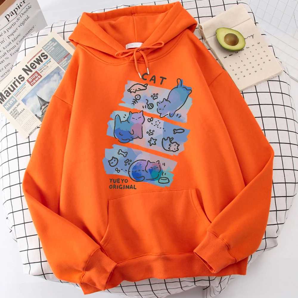 Fat cat fantasizes about fishing and eating fish in the water boy hoodie sports shirt hoodie daily graphic topW240724
