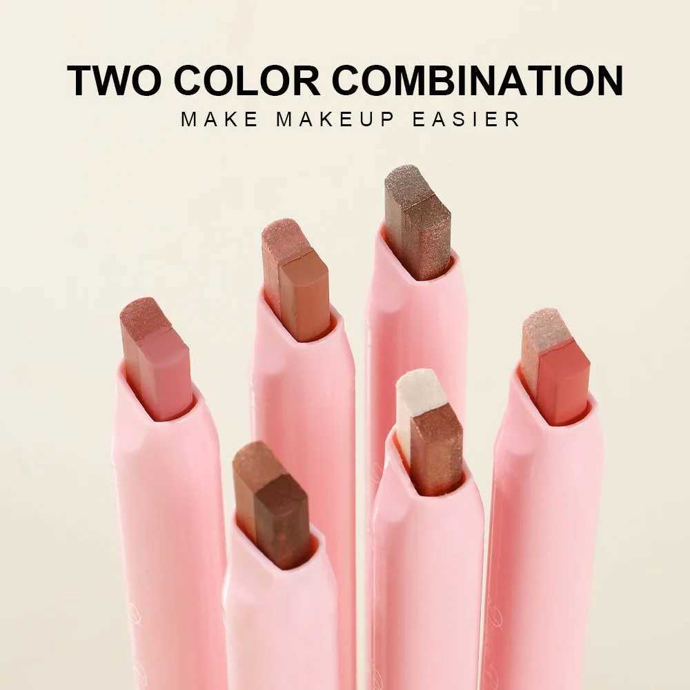 2-Colour Eyeshadow Pencil Shimmer Gradient Lazy Eyeshadow Stick Nude Matte Rotatable Natural Combination Waterproof Quick MakeupCL240812