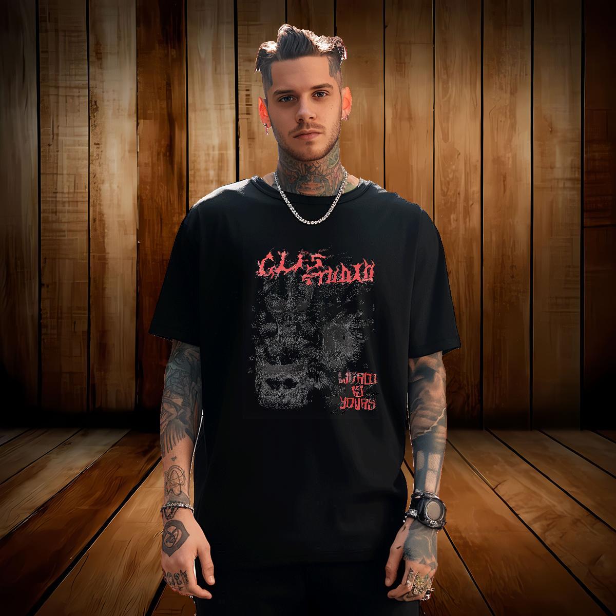 2024 DIY T-Shirts for Men skull Tops Shirt 230g Cotton Hip Hop Street Loose Oversized 3XL 4XL Crew Neck Breathable Men Tshirts
