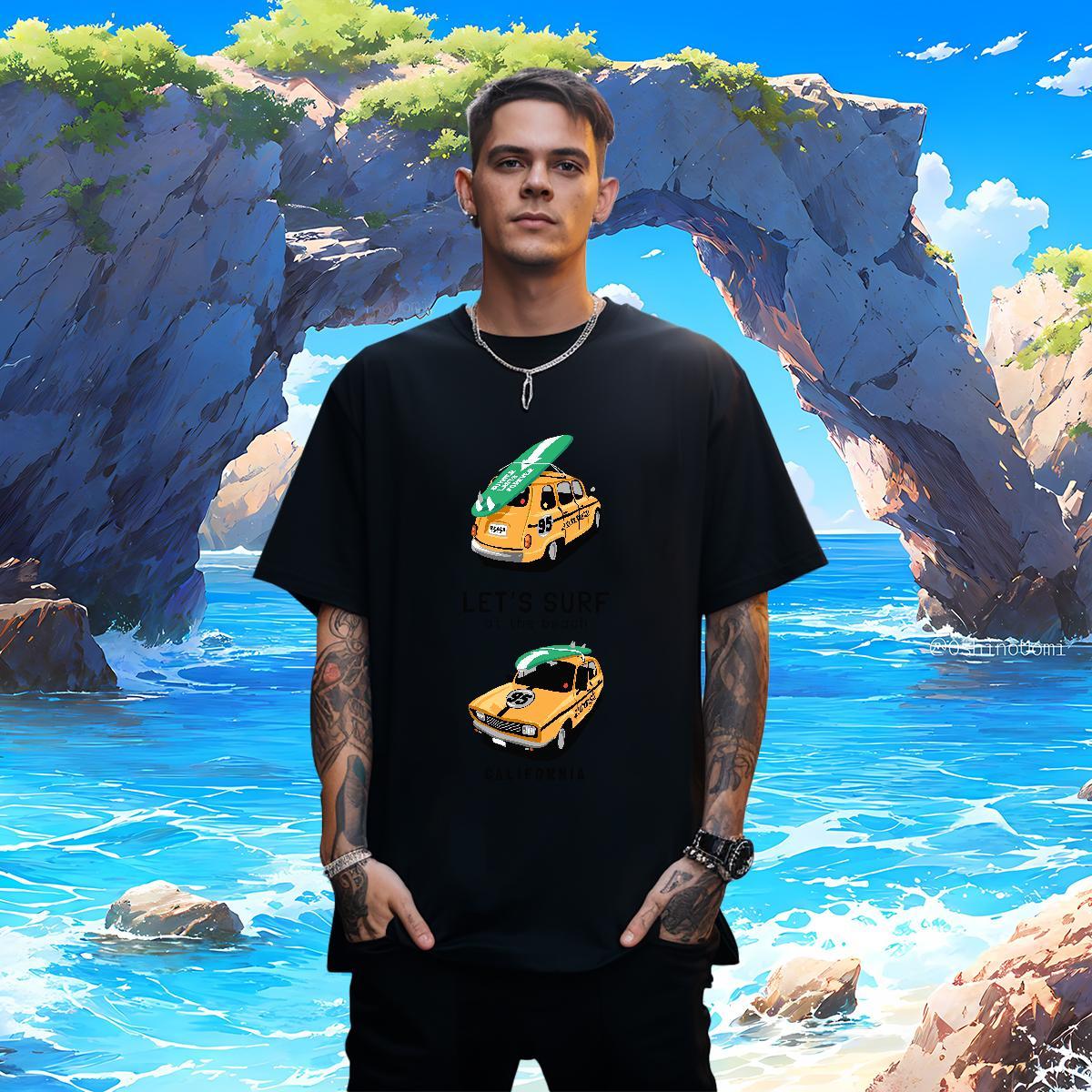 Popular Men Tshirts car 230g Pure Cotton Summer Casual Breathable T-Shirts Asian Size Fashion New Clothes
