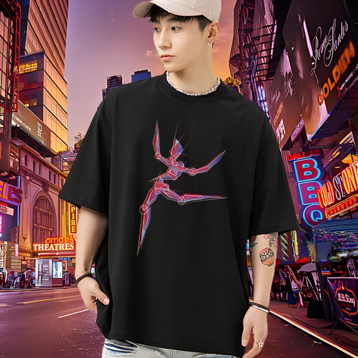 Casual New T-Shirts for Men ET Wear 100% Cotton 230g Sport Comfortable Anime Breathable Crew Neck Tshirts