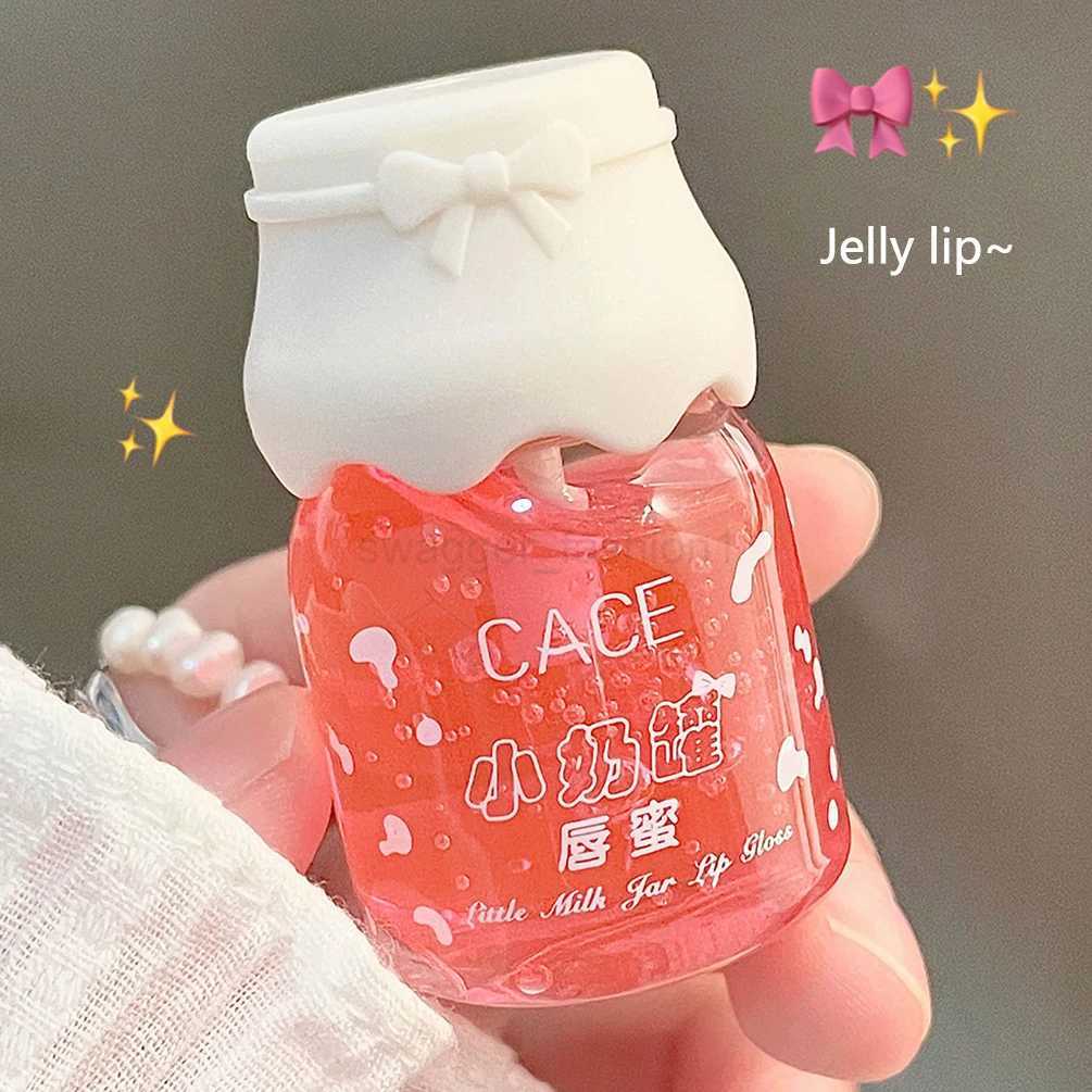 Hots Cute Milk Jar Lipgloss Lip Plumper Oil Moisturizing Lipstick Peach Colorless Glitter Lipgloss Long Lasting Lipgloss MakeupXJ240812
