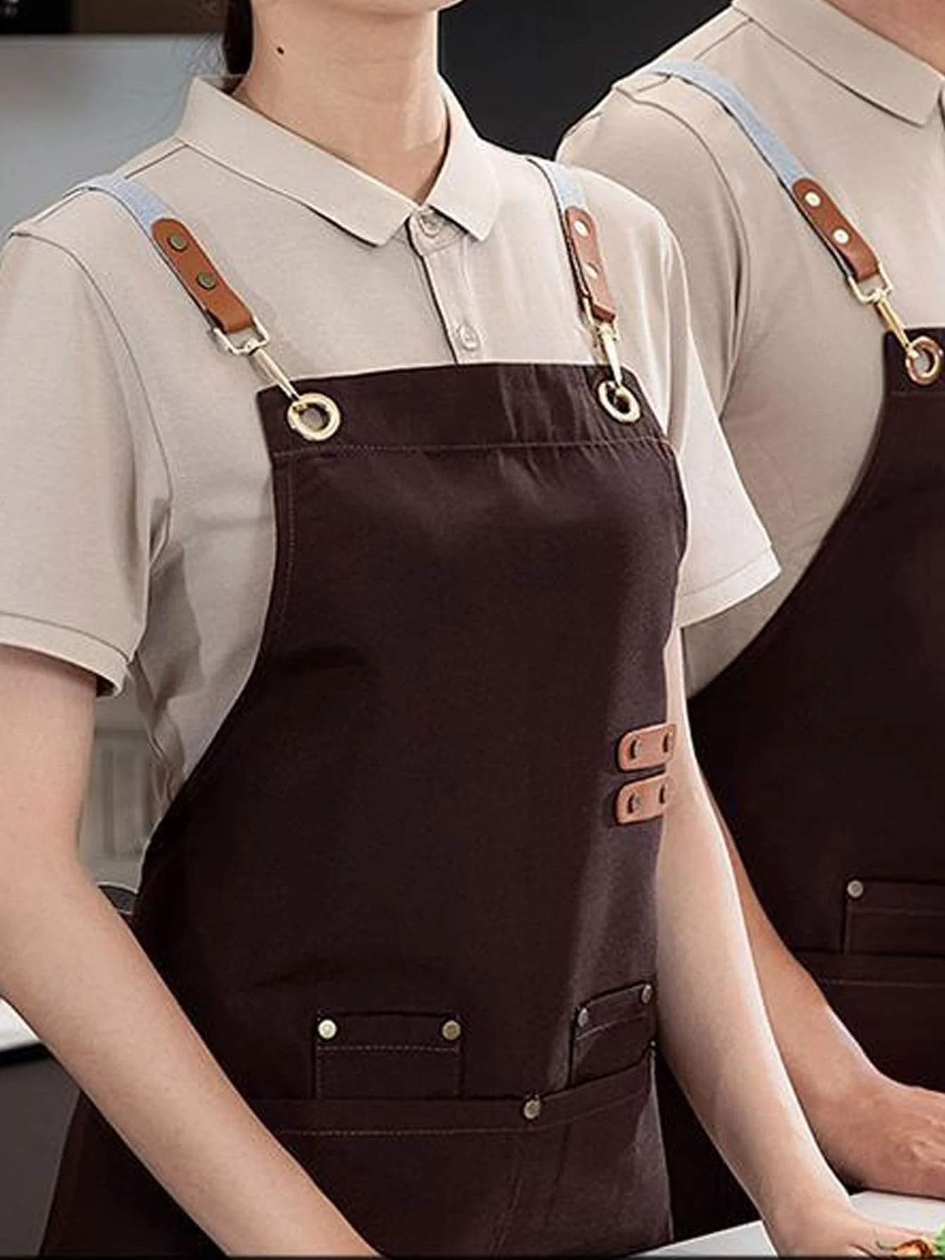 Waterproof and oilproof household kitchen for men women fashion bib work clothes resistant to dirt apron coffee color 240810