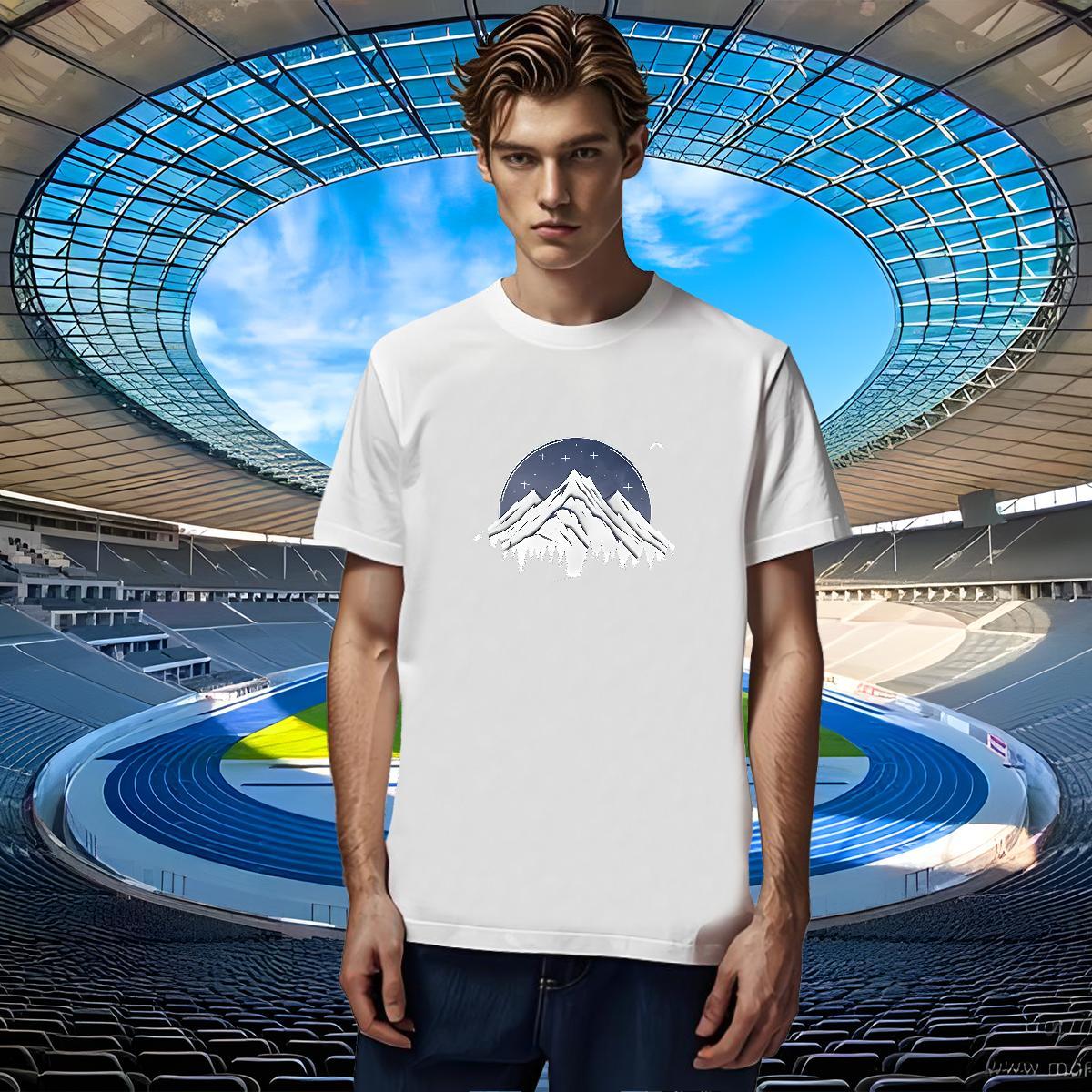 DIY Customized T Shirts Men mountains Clothings 230g 100% Cotton Street Casual Wholesale Black Oversized Short Sleeve O-Neck Mens Tshirts