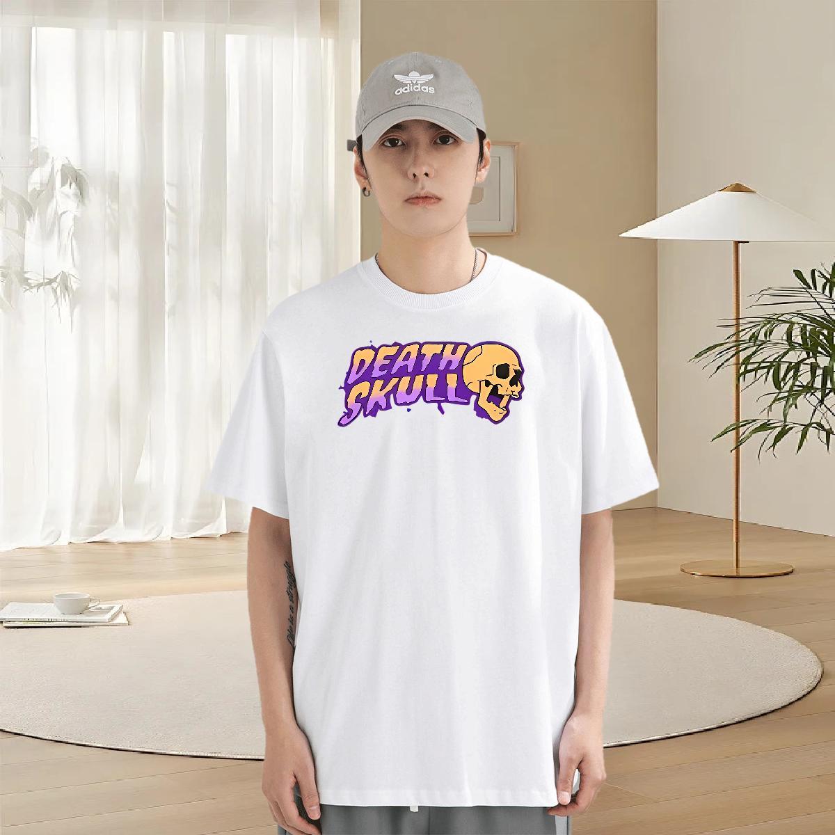 Custom Man T Shirts skull Tops Shirt 230g Pure Cotton Hip Hop Classic Custom Cartoon O-Neck Short Sleeve Mens Tshirts