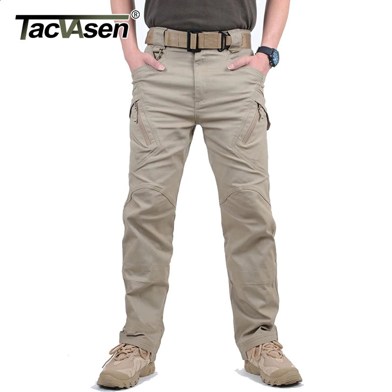 TACVASEN IX9 City Cargo Pants Mens Multi Pockets Work Pants Cotton Stretch Casual Trousers Outdoor Training Hiking Pants Male 240812