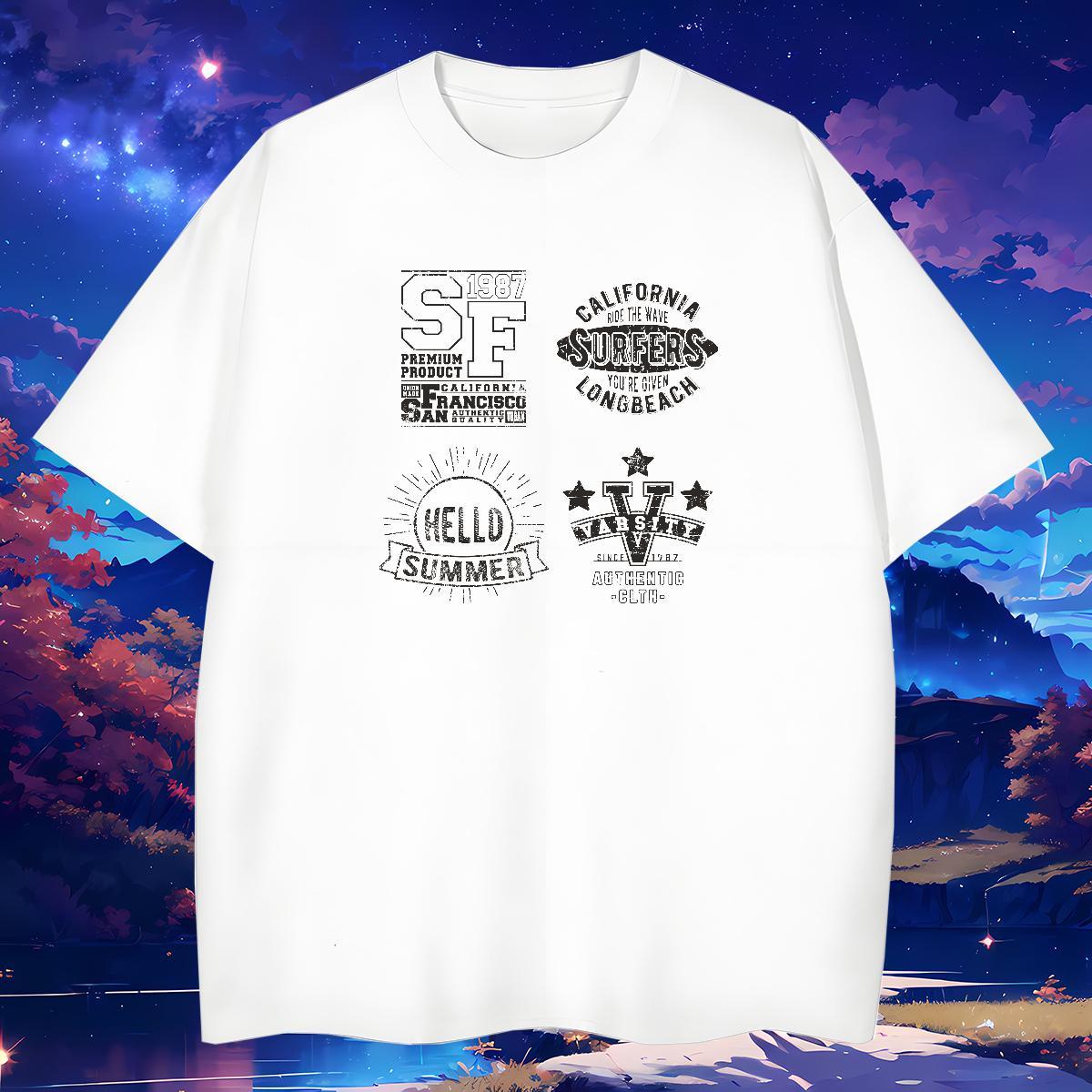 Cool Design Men Clothes T-Shirt letter 230g 100% Cotton Casual Daily Wear Breathable Crew Neck T Shirt For Man Anime Stylist Tops Shirt