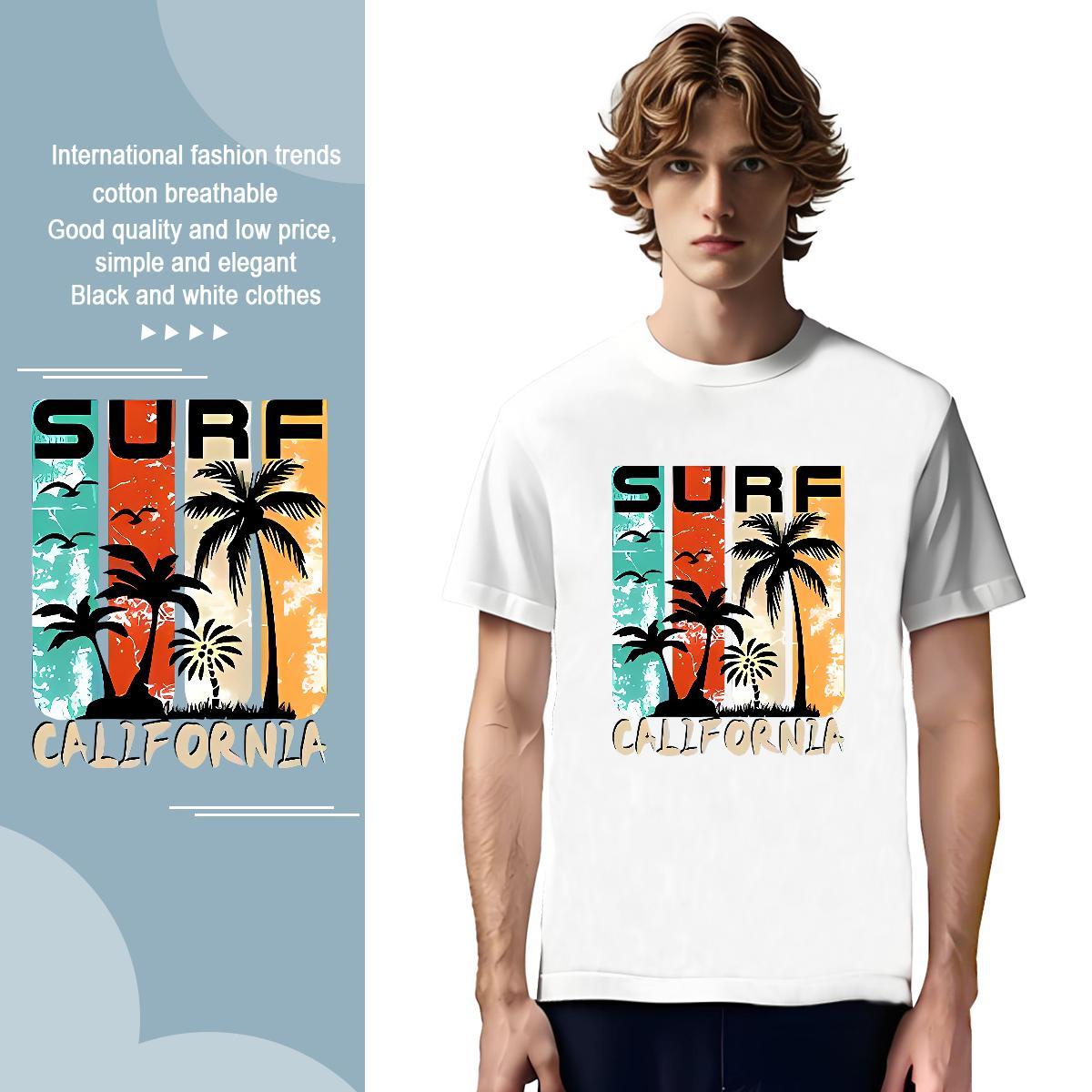T shirt 230g Pure Cotton beach High Street Hip Hop Crew Neck Breathable Plus Size Custom Tshirts Factory Direct Soft Tee Shirt