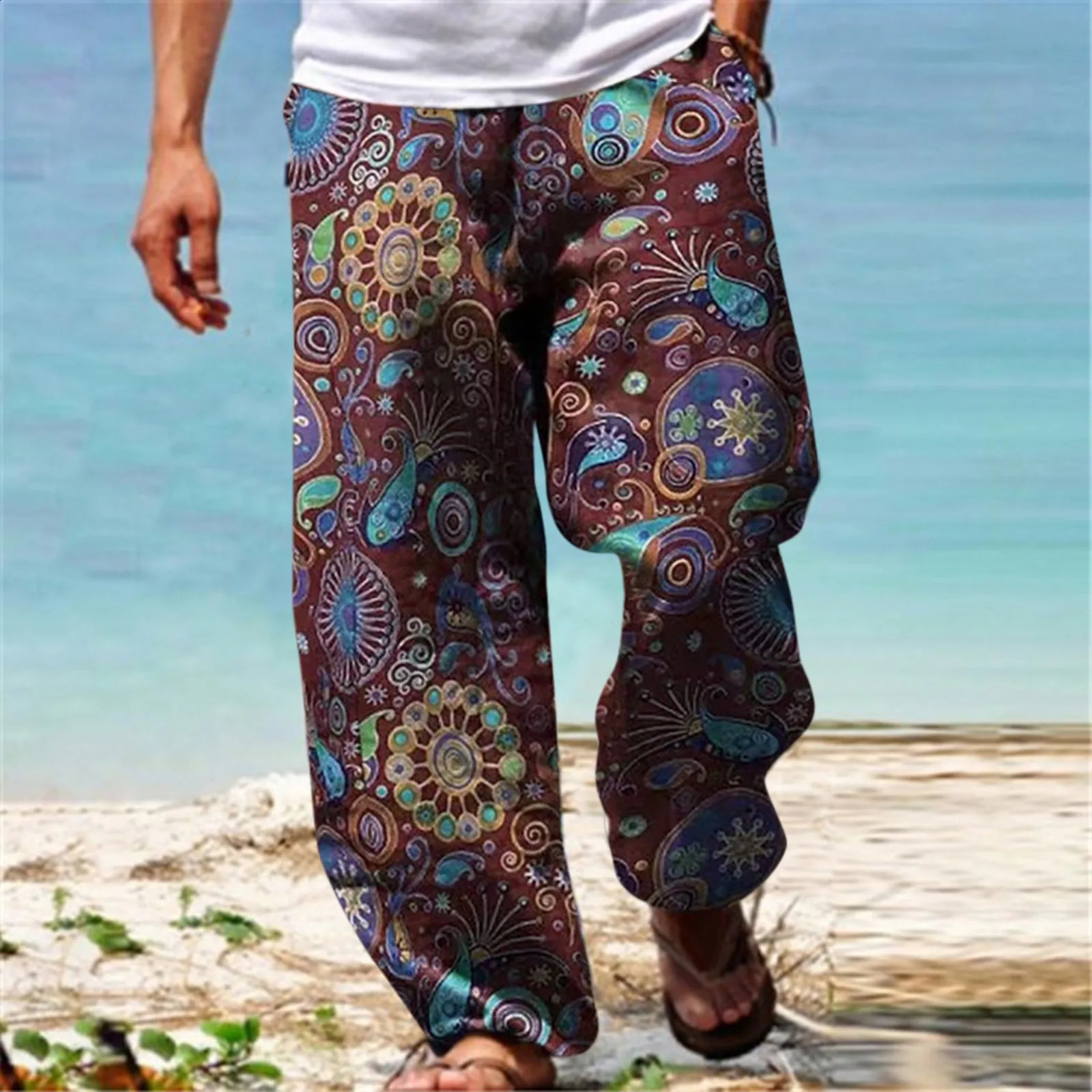 Fuzzy House Cute House Mens Pants Casual Versatile All Print Loose Plus Size Pants Fashion Beach Pocket Trousers 240812