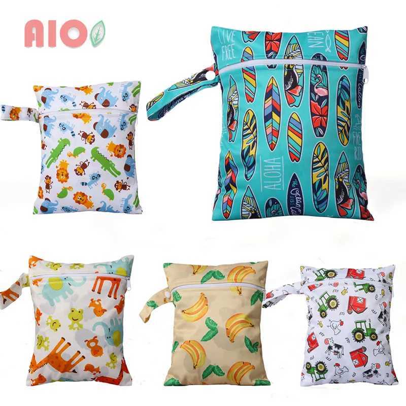 AIO 20 * 25cm baby diaper bag baby diaper wet bag mens pad zipper single pocket diaper wet bag waterproof PUL pregnant woman W240812