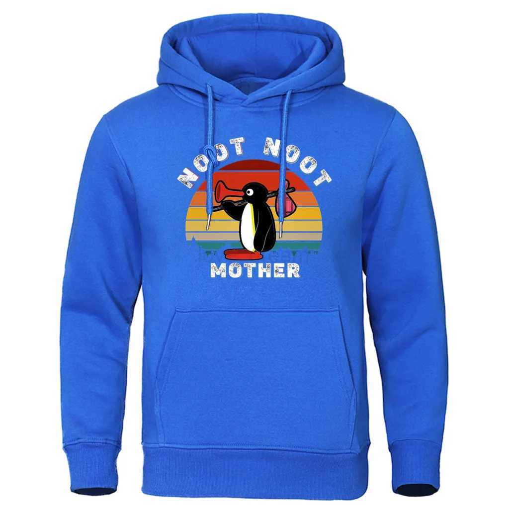 Noot Pingu Retro Funny Hoodie Oversized Aesthetic Ulzzang Cute Graphic Clothing Loose Breathable Sportswears Warm CoatsXJ240812