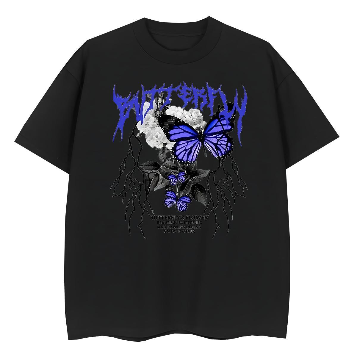 TOP Quality Men Tshirts Sport 230g Pure Cotton DIY Printed Crew Neck Breathable Butterfly T Shirt For Man Custom Tees
