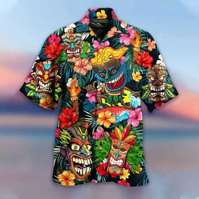 2023 Summer Loose Breathable 3d Print Trendy Cool Fashion Hawaiian Shirts Beach Party Tops Short Sleeves Summer Mens Shirts 6XLXJ240812