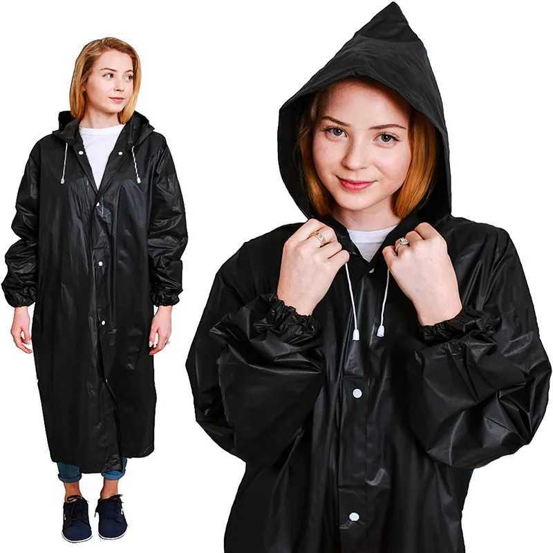 EVA Long Raincoat Unisex Male Women Rain Coats Poncho Suit Jacket Tourist Bike Ladies Running Hooded Hiking Rainwears Waterproof Y240810