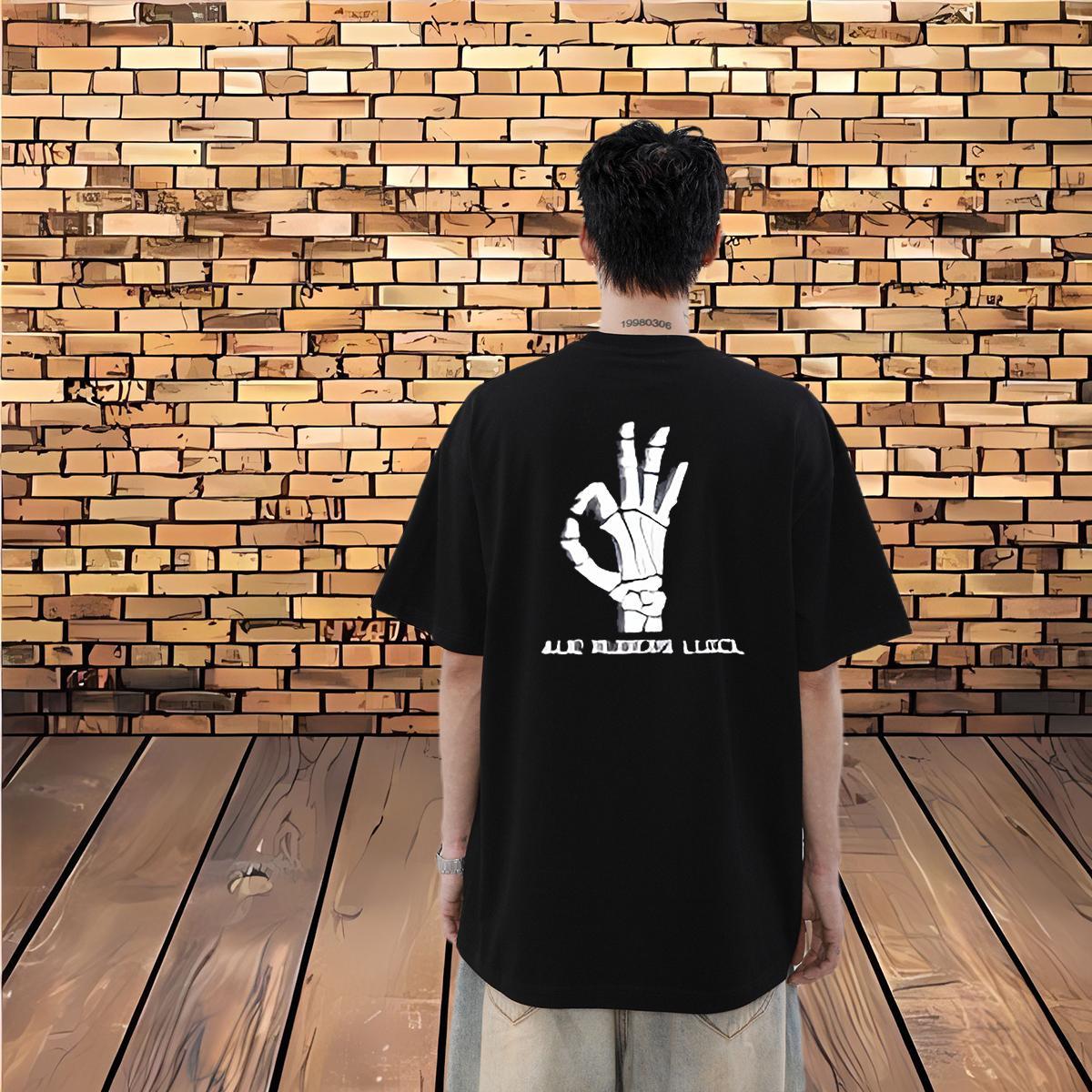Wholesale T-Shirts for Men hands Tops 230g Cotton Beach Loose Fit Oversized 3XL 4XL Breathable Short Sleeve Tshirt for Man Woman
