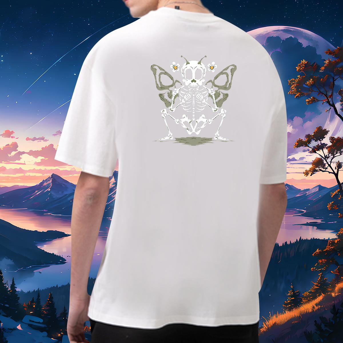 2024 New Man T Shirts skull Tshirts 230g Cotton Casual Beach Popular DIY Printed O-Neck Short Sleeve Mens Tshirts