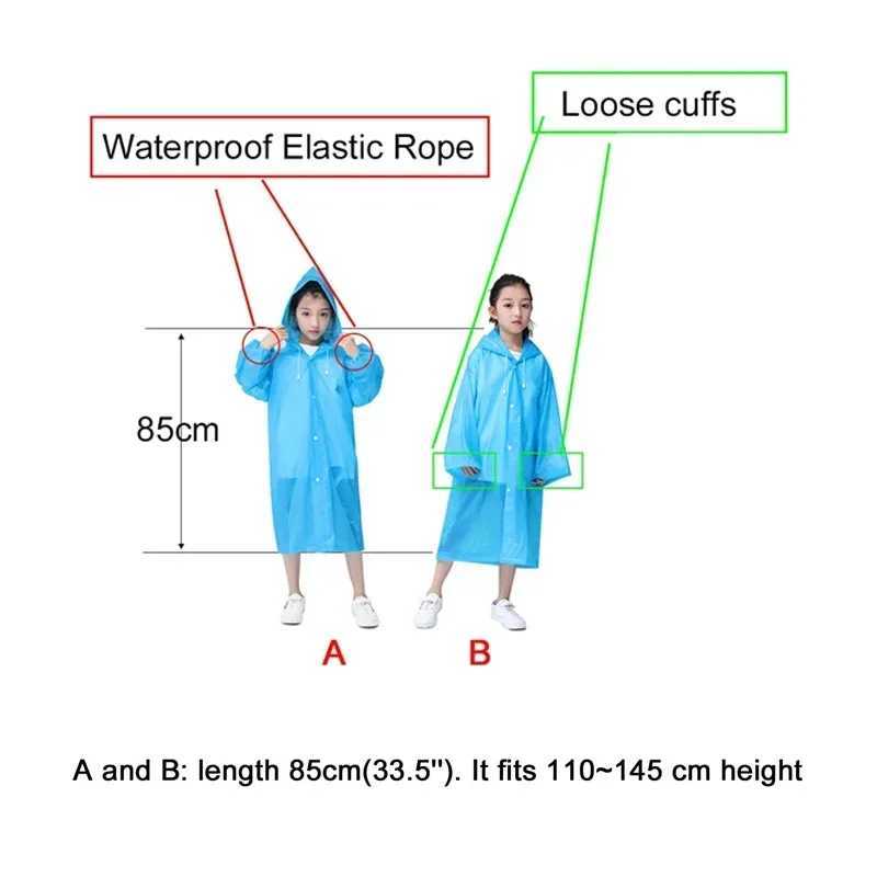 Fashion Childrens Raincoat High-quality EVA Waterproof Thickened Raincoat Outdoor Hiking Reusable Transparent Raincoat Y240810