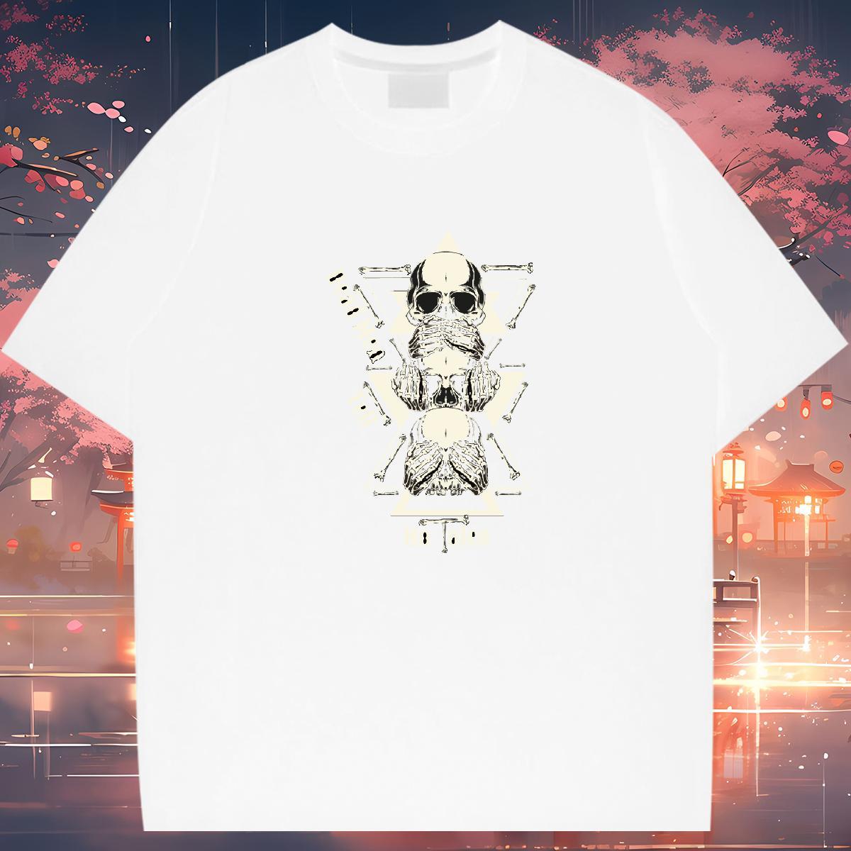 2024 Man T Shirts skull Polos 100% Cotton 230g Sport Brand Oversized Pure Cotton Men Tshirts