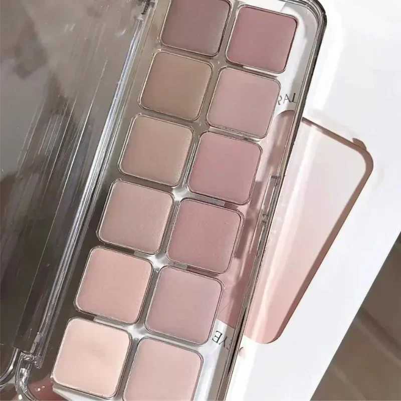 12 Colors Low Saturation Eyeshadow Palette All Matte Korean Tea Apricot Eye Makeup Palette Daily Makeup Long Lasting Eye ShadowsCL240812