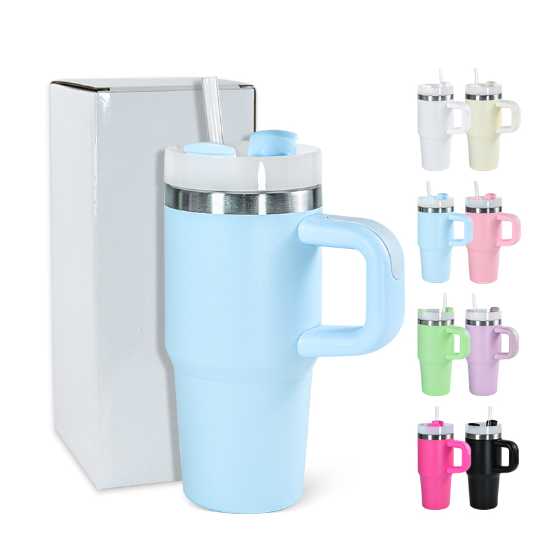 14oz Reusable Tumbler with Handle and Straw Stainless Steel Insulated Travel Mug Tumbler Insulated Car Cup Keep Drinks Cold Mini