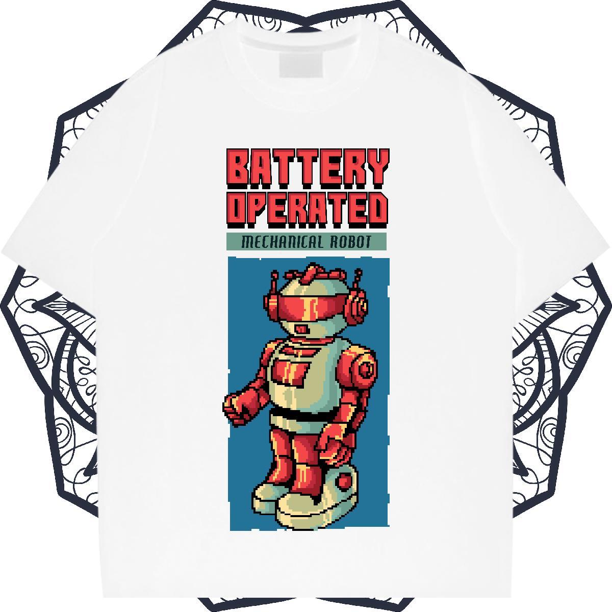 Popular Men Tshirts robot 230g Cotton Hip Hop O-Neck Short Sleeve T shirt Cartoon Print New Designer Top Tees