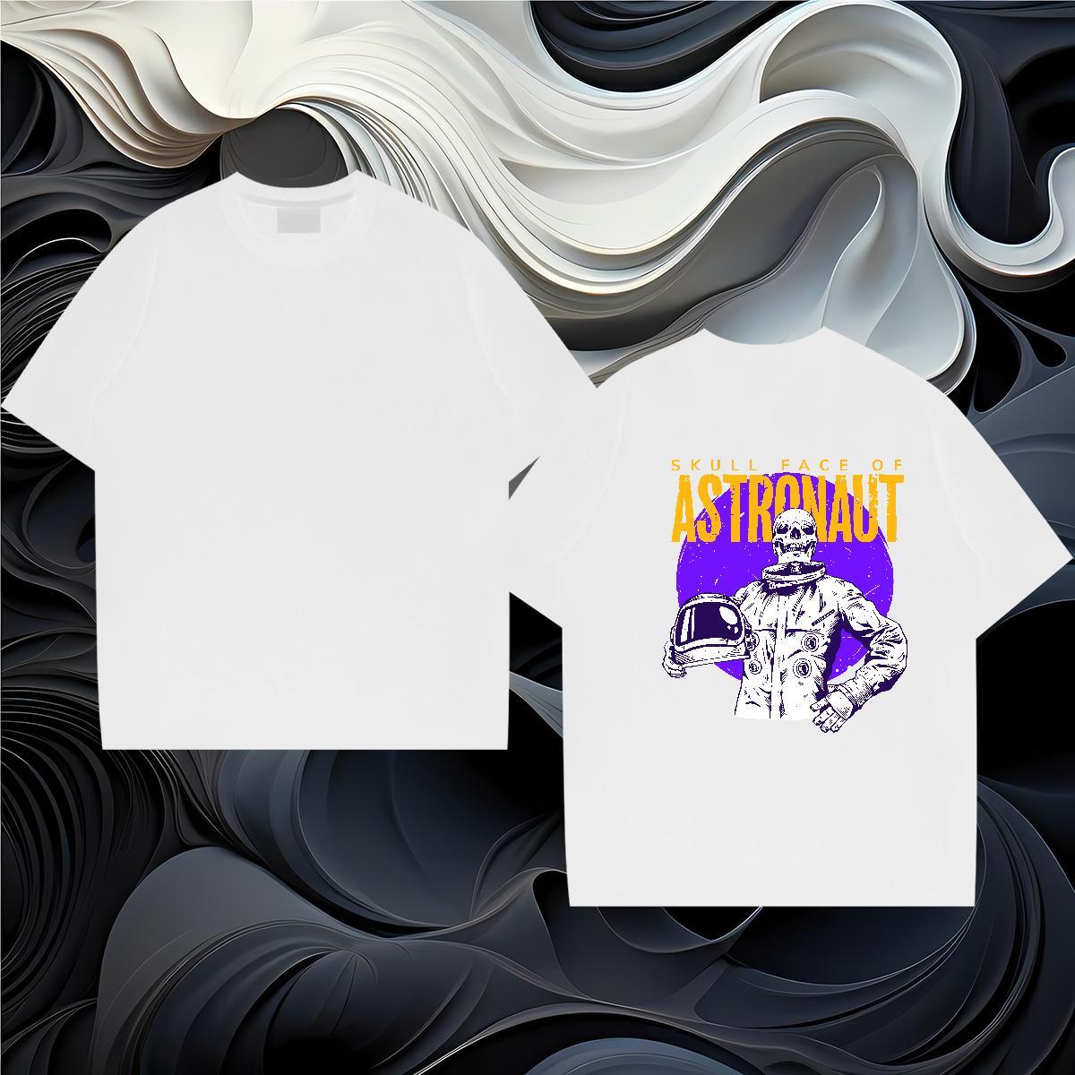 New Arrival Men T Shirts skull Tees Shirts 230g Pure Cotton High Street Hip Hop Brand Floral Print Crew Neck Tshirts