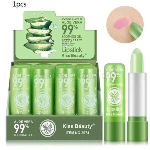 1pc 99% Aloe Vera Color Changing Lipstick Is Not Easy To Fade Lipstick Long Lasting Moisturizing Temperature Color Lip BalmXJ240812