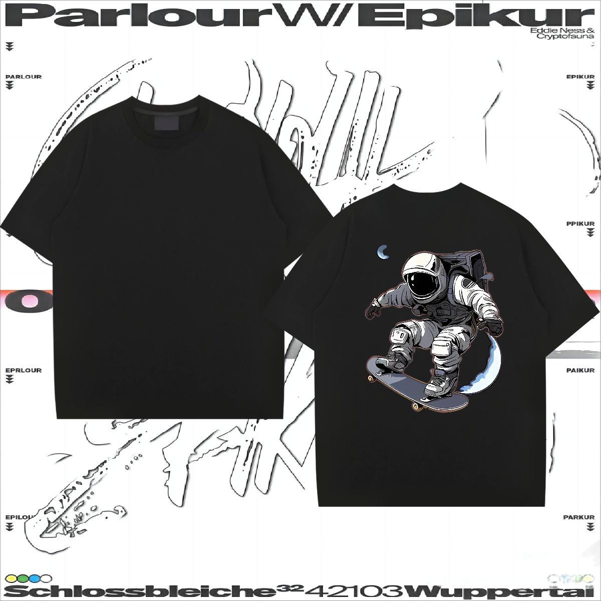 Classic T Shirt For Man spaceman Polos 230g 100% Cotton Sports Casual Wholesale DIY Anime Breathable Crew Neck Men Clothes T-Shirt