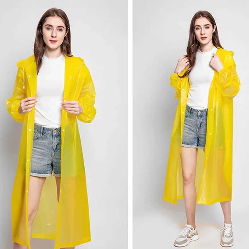 Women Man Raincoat Adult Clear Transparent Camping Rainwear SuitThickened Waterproof Rain Poncho Coat Y240810