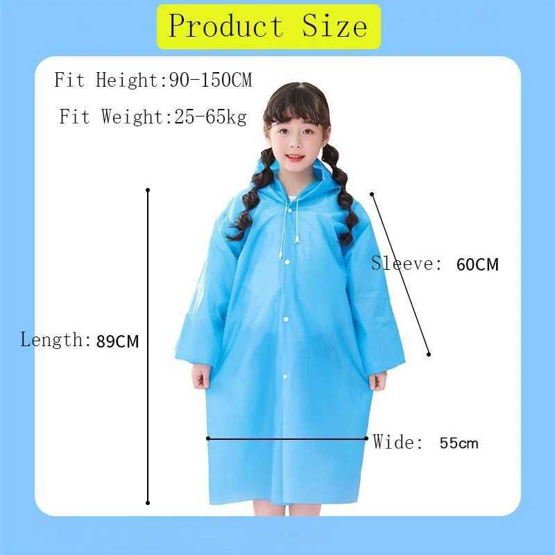 Fashion EVA Children Raincoat Hooded Rainwear Kids Raincoat Waterproof Poncho for Girl Boy Outdoor Hiking Travel Reusable Coat Y240810
