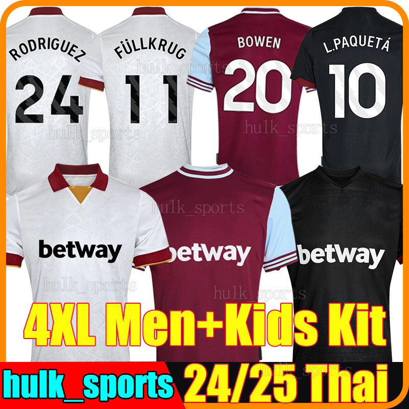 4XL 24/25 wEsT HaMes 3rd Soccer Jerseys FULLKRUG RODRIGUEZ TODiBO SUMMERVILLE L.PAQUETA KUDUS ALVAREZ BOWEN SOUCEK AGUERD ZOUMA men kids Kits set football shirts