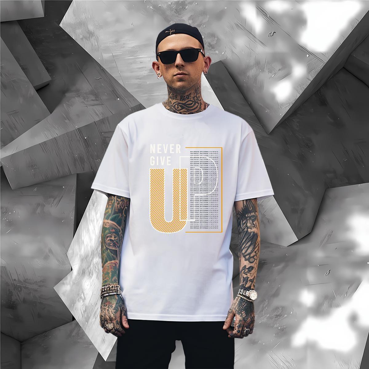 DIY 100% Cotton 230g T Shirt For Man letter Outdoor Men Tshirts Tops Crew Neck Loose Fit Oversized