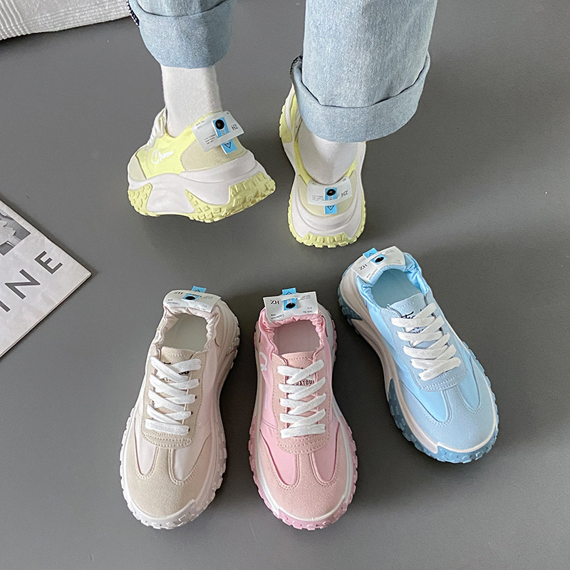 Ddmysports Summer New Thick Sole Pine Cake Umbrella Cloth Breathable And Versatile Dad Instagram Korean Casual Shoes W Outdoor