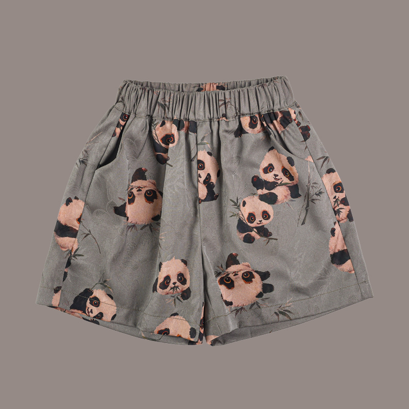 Children's explosive new Chinese-style small panda short-sleeved suit boys and girls two-piece set