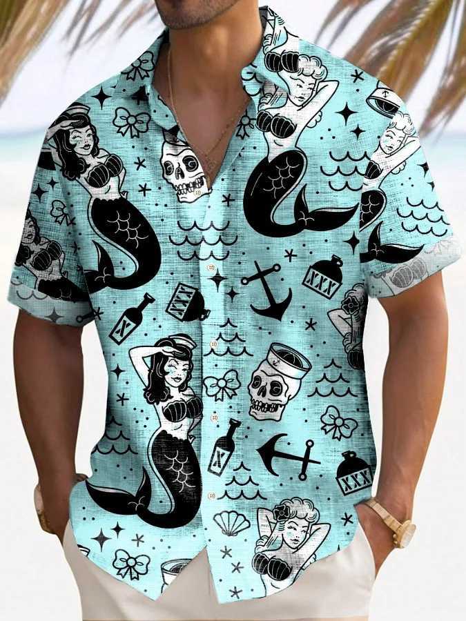 Casual Holiday Style Lapel Men Shirt 3D Print Man/Women Fashion Short Sleeves Shirts Button Streetwear Oversized Unisex ClothingXJ240812