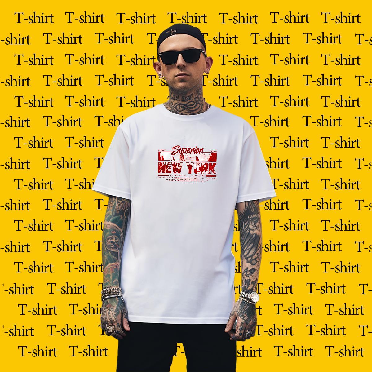 Free Shipping Tshirts Street 230g 100% Cotton DIY Printed O Neck Short Sleeves letter T-Shirts for Men Fashion Design Wear