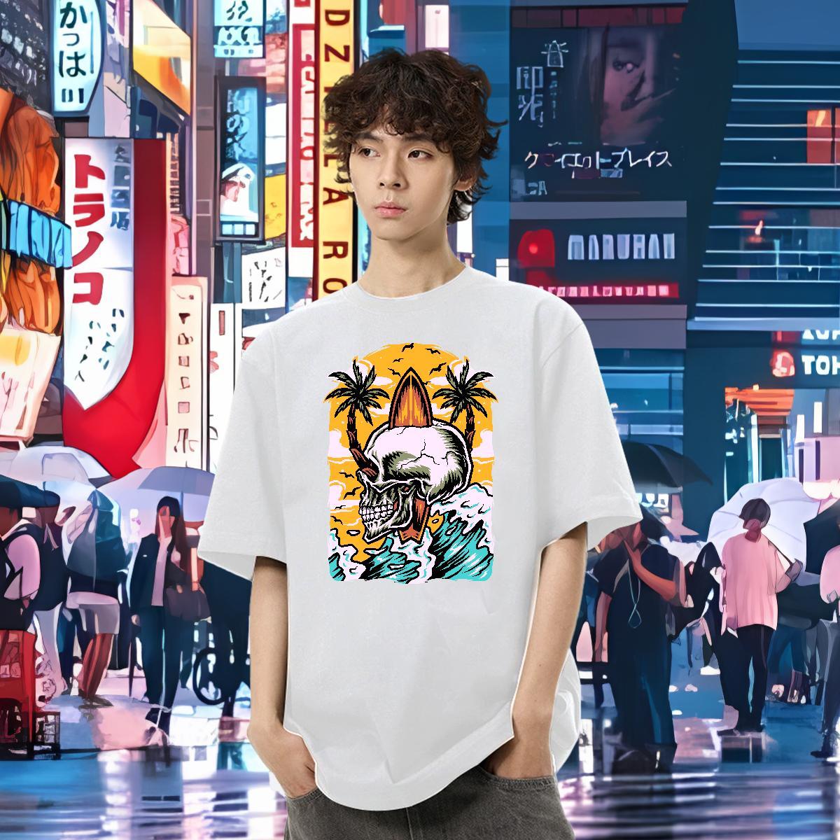 Fashion Design Mens T Shirts skull Clothings 230g Cotton Street wear Hip Hop Popular Custom Cartoon Crew Neck Breathable Couples T Shirts