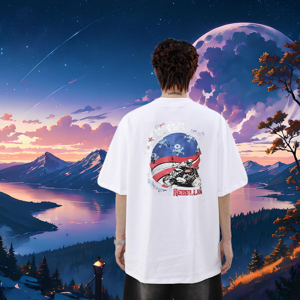 Brand Man T Shirts skull Tops Shirt 230g Cotton Casual Daily Wear Wholesale Plus Size Custom O Neck Short Sleeves Men Tops Tees