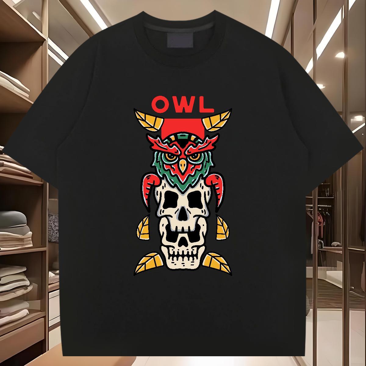 Classic T-Shirts skull Tops 100% Cotton 230g Daily Wear Popular Cartoon Print Crew Neck Breathable Tshirt for Man Woman